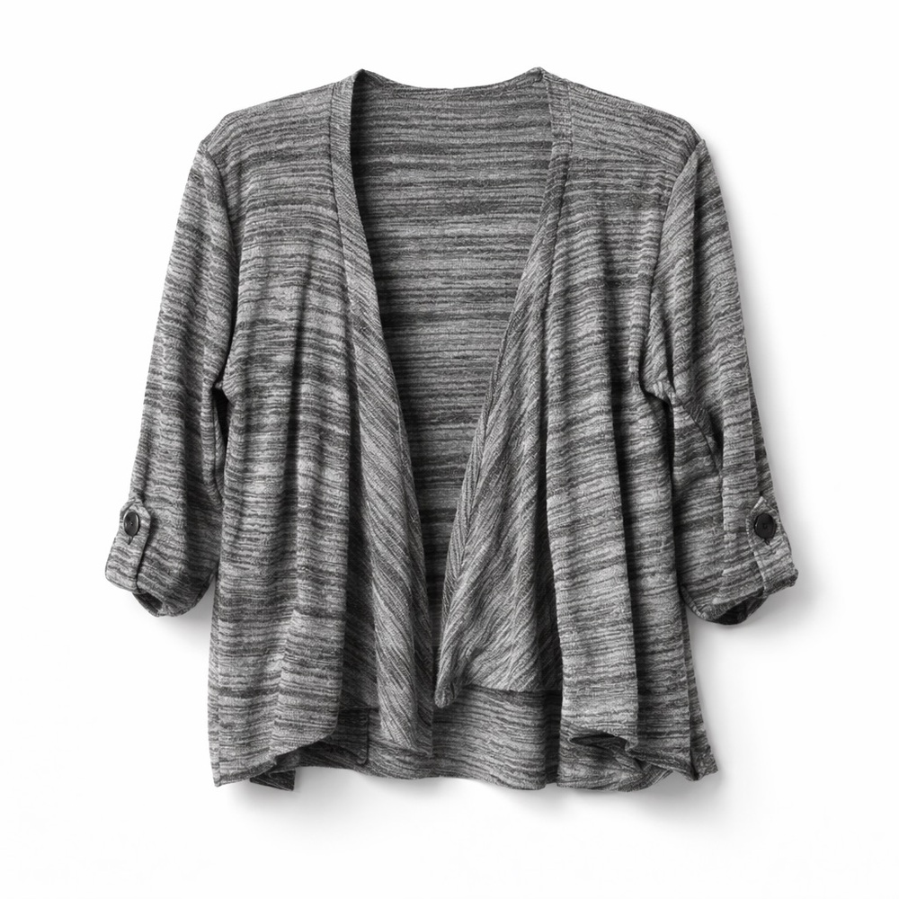 BCX Marled Gray Open-Front Cardigan